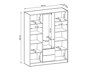 Piran Hinged Door Wardrobe 155cm