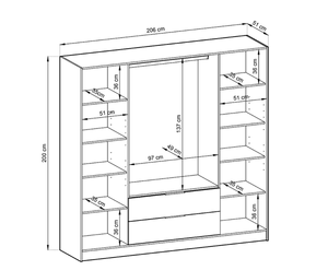 Piran II Hinged Door Wardrobe 206cm