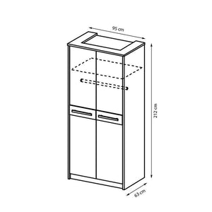 2 Hinged Door Wardrobe 95cm Width ~ 212cm Height